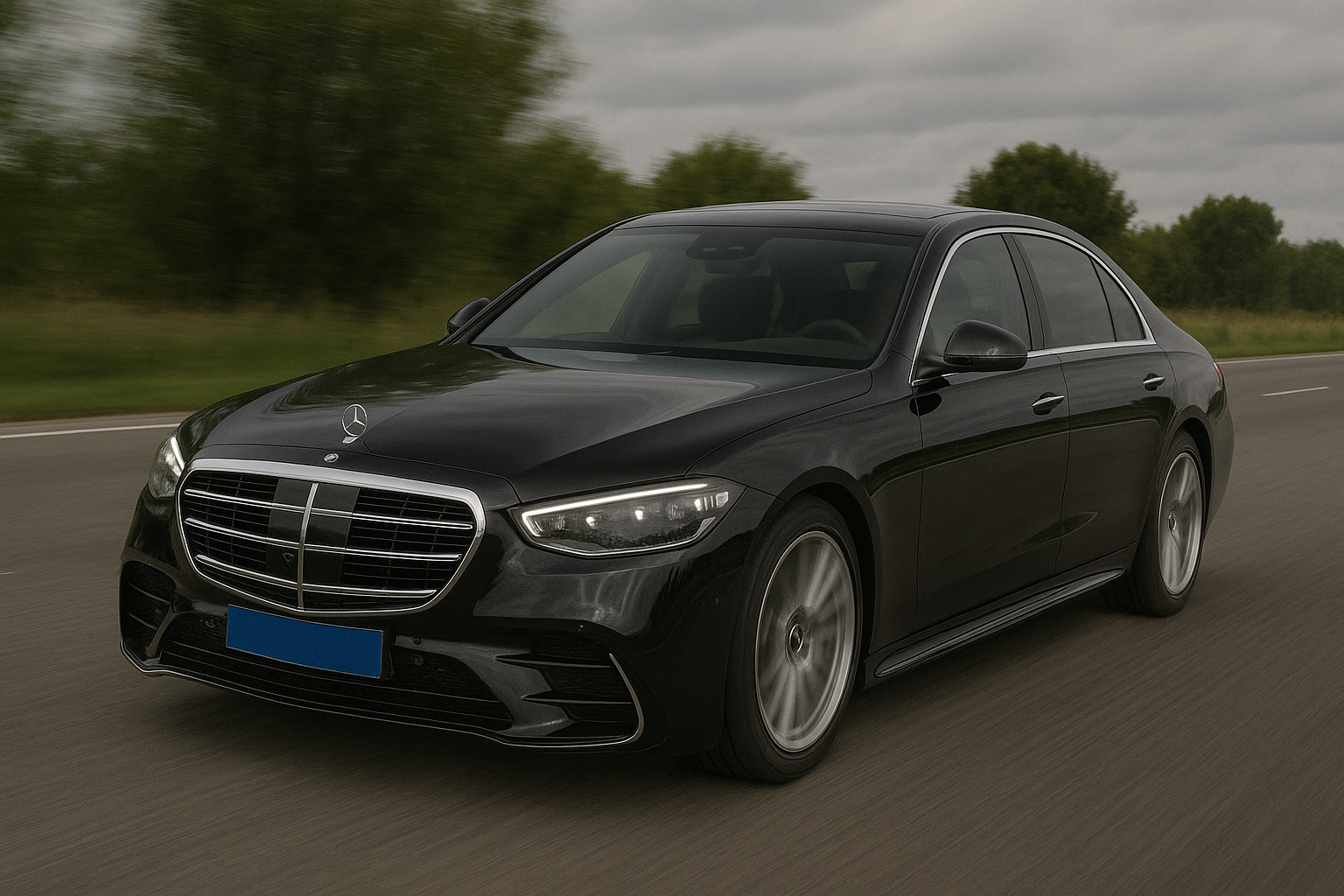 Zwarte Mercedes sedan voor directievervoer